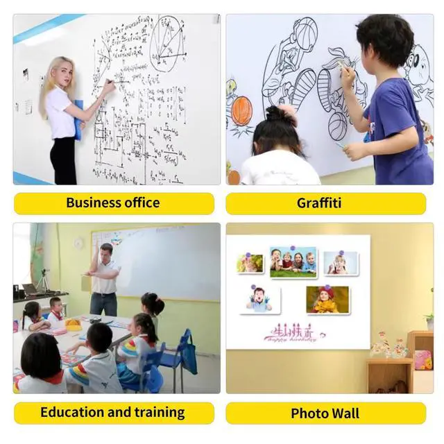 Alt view image 7 of 7 - Magnetic Whiteboard Contact Paper 24" x 59" Peel and Stick Dry Erase White Board for Wall Self-Adhesive Decal Wallpaper Sticker for Office, Home, with Marker, Eraser and Magnet