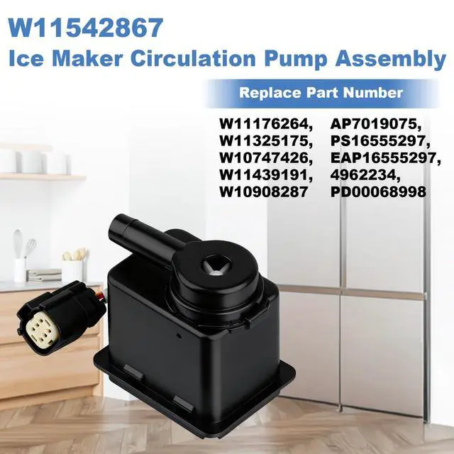 Alt view image 3 of 7 - W11542867 Ice Maker Recirculation Pump Compatible with Whirlpool KitchenAid Jennair Kenmore Amana Refrigerators, Ice Maker Circulation Pump Replaces W11176264, W11325175, W10747426, W11439191