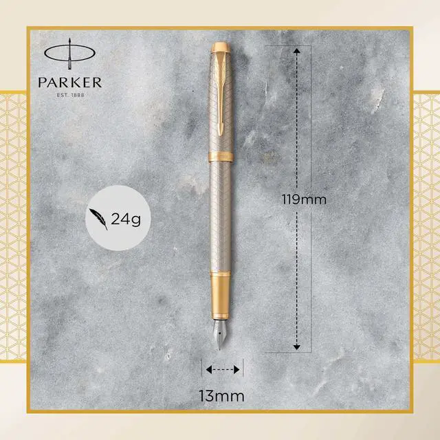 Alt view image 3 of 7 - IM Fountain Pen, Premium Warm Silver, Fine Nib with Blue Ink Refill (1931684)