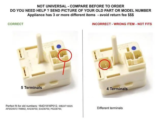 Alt view image 4 of 6 - 216954228 Freezer Refrigerator Compressor Start Device Replacement for and Compatible with Kenmore/Sears Frigidaire White Westinghouse Heavy Duty