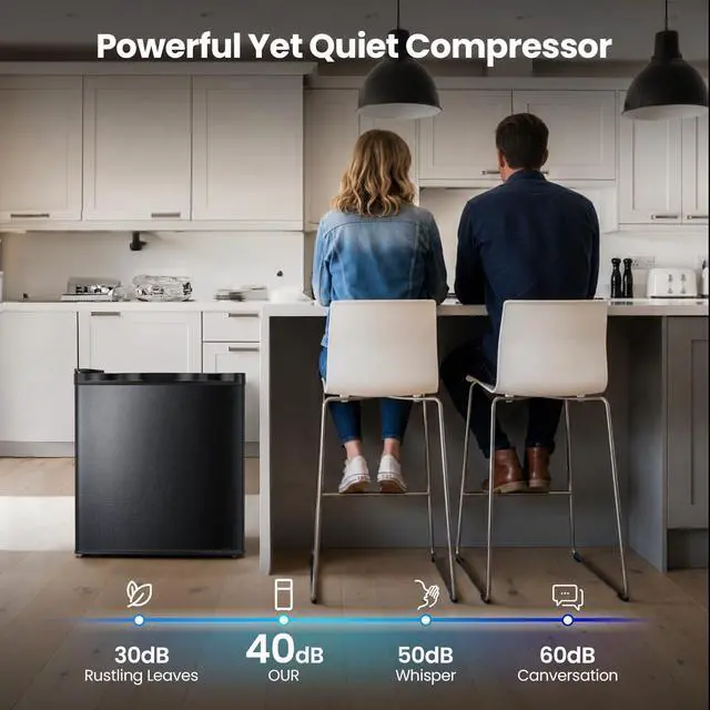 Alt view image 7 of 7 - 1.1 Cu.ft Small Freezer, Mini Upright Freezer, Black | Compact Size for Dorms/RVs/Offices, 2 Removable Shelves, Reversible Door, 7 Adjustable Thermostat, Quiet <40dB