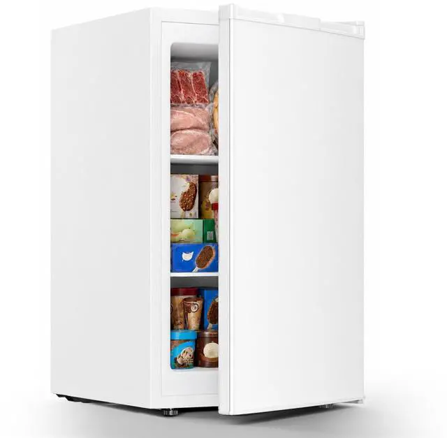 Main image of 3.0 Cu.ft Small Freezer, Mini Upright Freezer, White | Compact Size for Dorms/RVs/Offices. 2 Removable Shelves, Reversible Door, 7 Adjustable Thermostat. Quiet <40dB