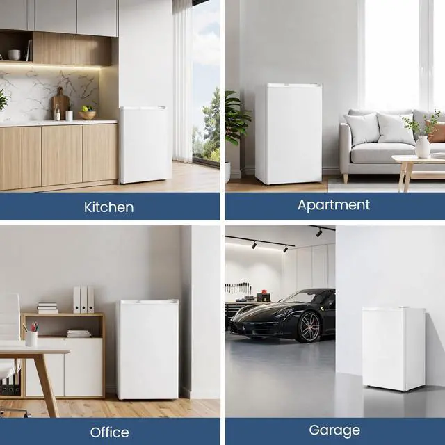 Alt view image 7 of 7 - 3.0 Cu.ft Small Freezer, Mini Upright Freezer, White | Compact Size for Dorms/RVs/Offices. 2 Removable Shelves, Reversible Door, 7 Adjustable Thermostat. Quiet <40dB