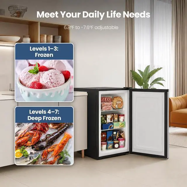 Alt view image 2 of 6 - 3.0 Cu.ft Small Upright Freezer, Mini Freezer, Silver