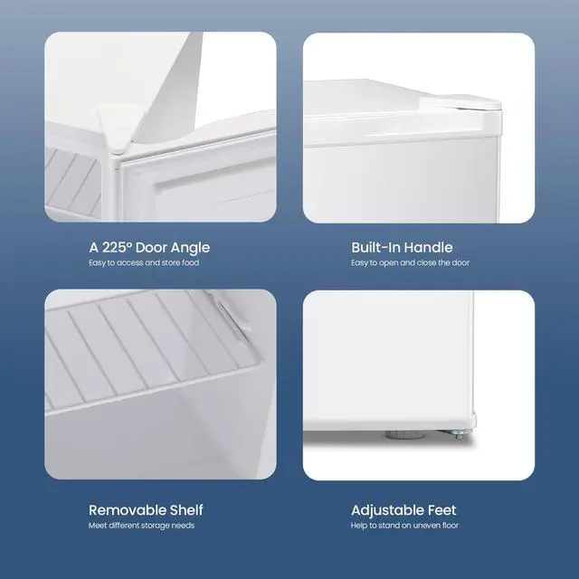 Alt view image 5 of 7 - 1.1 Cu.ft Small Freezer, Mini Upright Freezer, White | Compact Size for Dorms/RVs/Offices, 2 Removable Shelves, Reversible Door, 7 Adjustable Thermostat, Quiet <40dB
