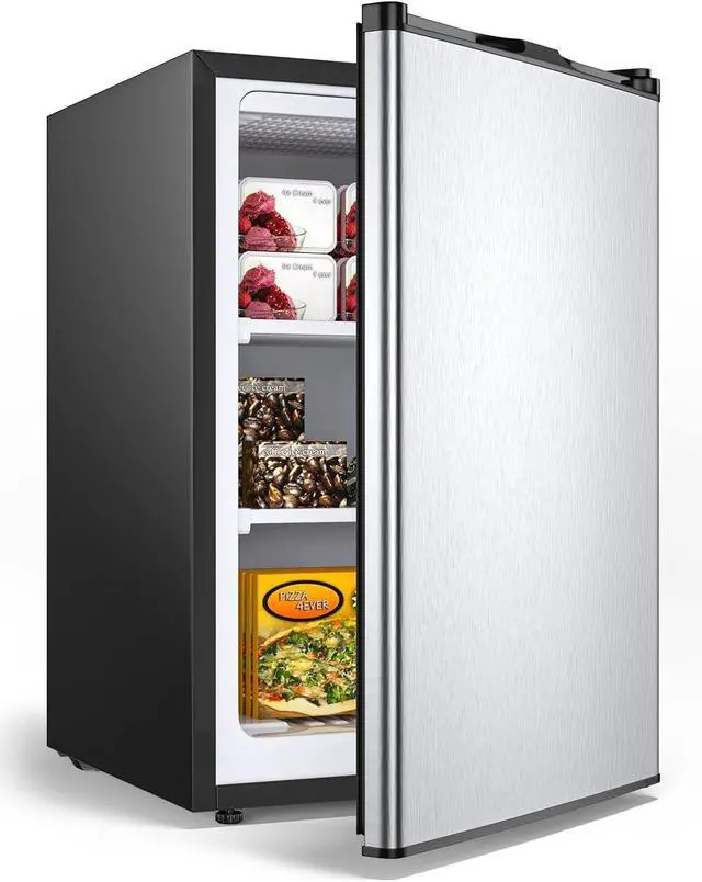 Main image of Compact Upright Freezer 3.0 Cu. Ft. with Stainless Steel Single Door, Mini Freezing Machine with Reversible Door, 7 Grade Adjustable Thermostat for Home Office