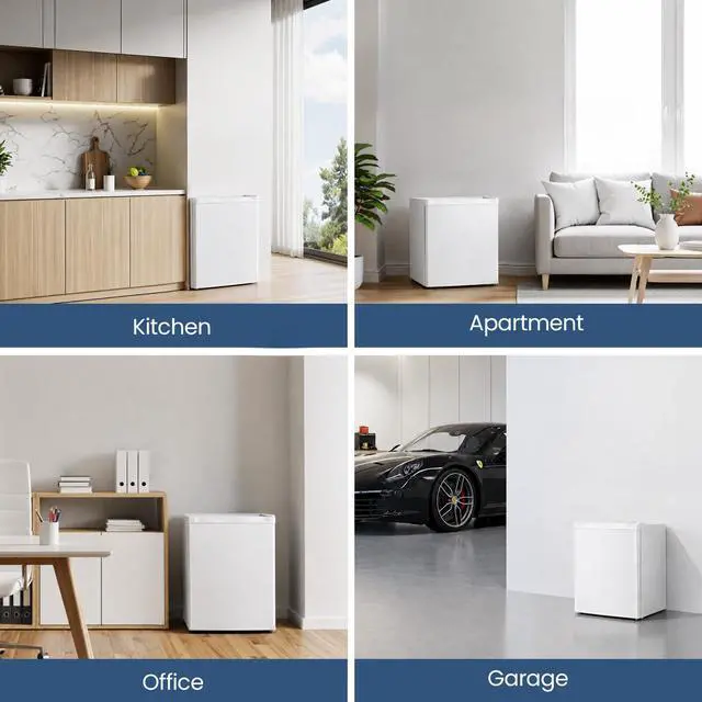 Alt view image 7 of 7 - 1.1 Cu.ft Small Freezer, Mini Upright Freezer, White | Compact Size for Dorms/RVs/Offices, 2 Removable Shelves, Reversible Door, 7 Adjustable Thermostat, Quiet <40dB