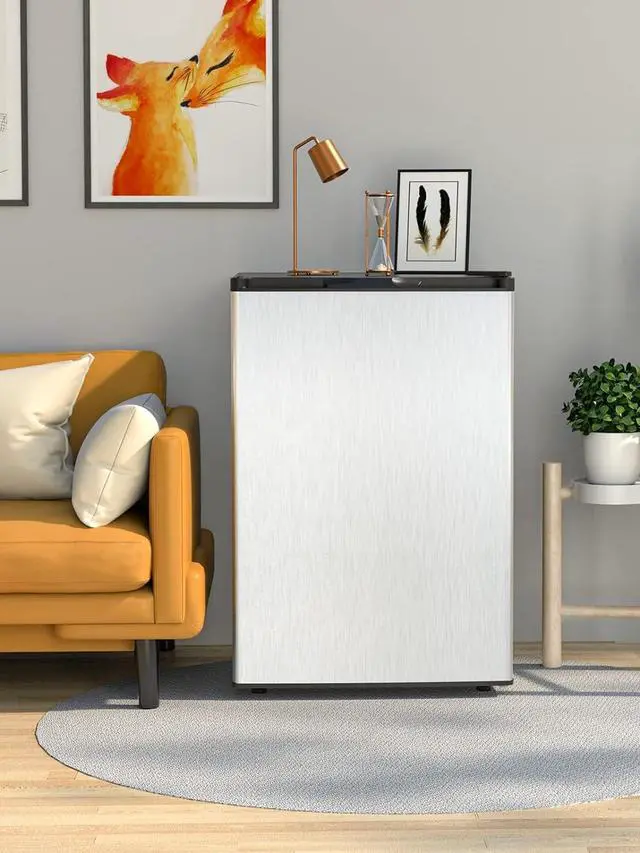 Alt view image 2 of 7 - Compact Upright Freezer 3.0 Cu. Ft. with Stainless Steel Single Door, Mini Freezing Machine with Reversible Door, 7 Grade Adjustable Thermostat for Home Office