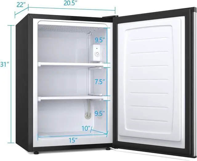 Alt view image 7 of 7 - Compact Upright Freezer 3.0 Cu. Ft. with Stainless Steel Single Door, Mini Freezing Machine with Reversible Door, 7 Grade Adjustable Thermostat for Home Office