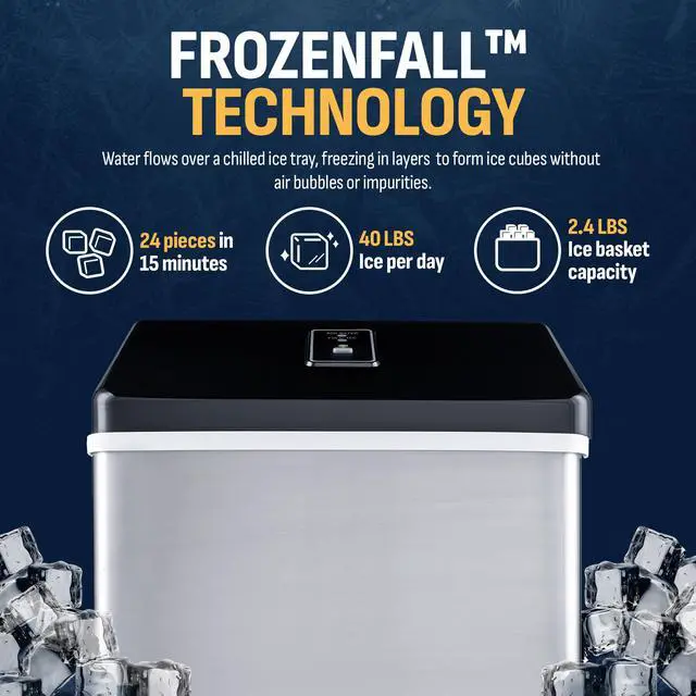 Alt view image 2 of 7 - Silver Countertop Ice Maker Machine, Compact Automatic Ice Maker, Cubes Ready in Under 15 Minutes, Portable Ice Cube Maker, Perfect for Home/Kitchen/Office/Bar