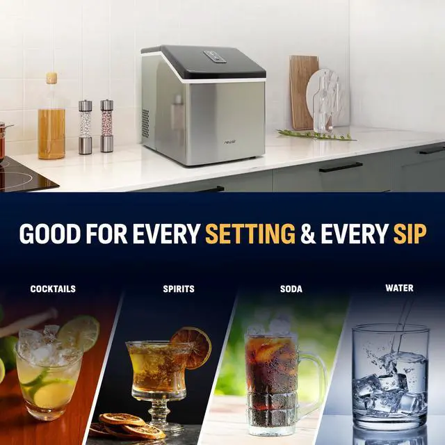 Alt view image 5 of 7 - Silver Countertop Ice Maker Machine, Compact Automatic Ice Maker, Cubes Ready in Under 15 Minutes, Portable Ice Cube Maker, Perfect for Home/Kitchen/Office/Bar