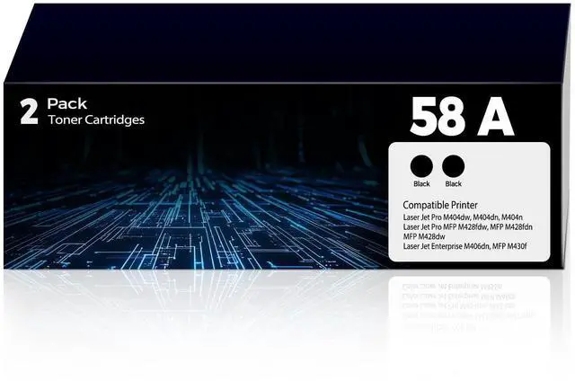 Main image of 58A Toner Cartridges Black M404dn M428fdw Toner Cartridge Compatible for HP 58A 58X CF258A Toner Cartridge for Laser Jet Enterprise M404dn M404dw M404n M428dw M428fdn MFP M304 M406dn M430f (2 Pack)