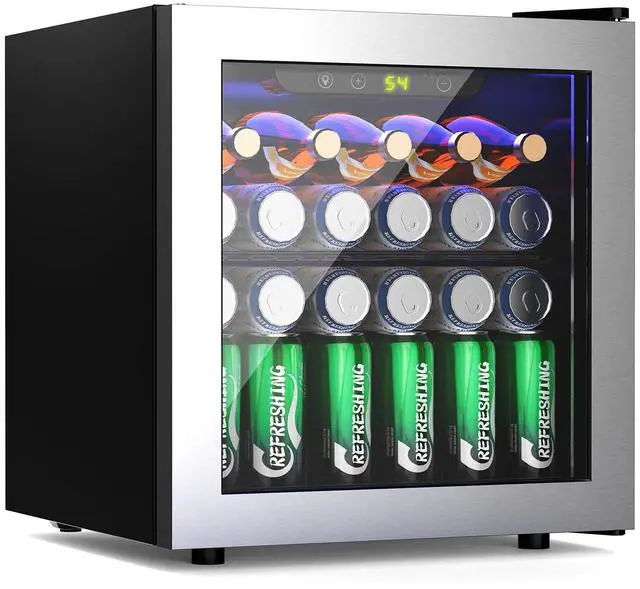 Main image of Beverage 36L Refrigerator Cooler Mini Fridge,1.3 Cu.Ft Drink Fridge for 12 Bottle 50 Can with Quiet Compressor,LED Light,Electronic Temperature Control for Home/Bar/Office