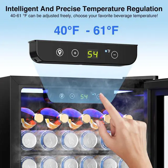 Alt view image 5 of 7 - Beverage 36L Refrigerator Cooler Mini Fridge,1.3 Cu.Ft Drink Fridge for 12 Bottle 50 Can with Quiet Compressor,LED Light,Electronic Temperature Control for Home/Bar/Office