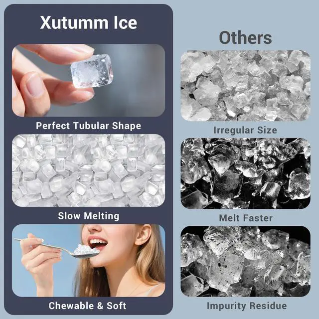 Alt view image 3 of 7 - Nugget Ice Maker Countertop, 45Lbs/24H with 0.47 Gallon Tank Pebble Ice Maker, Self-Cleaning Pellet Ice Machine Ready in 5-10min, Nugget Ice Machine for Kitchens/Home/Office