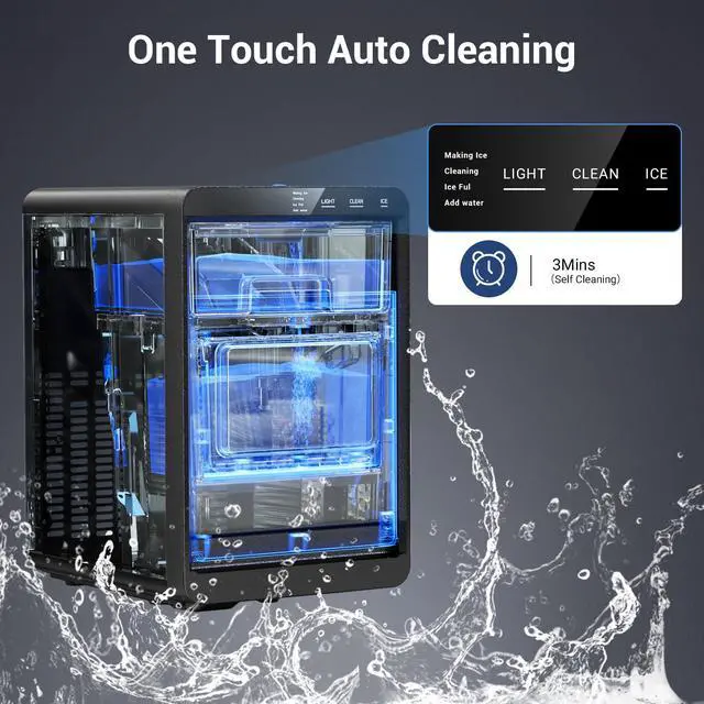 Alt view image 4 of 7 - Nugget Ice Maker Countertop, 45Lbs/24H with 0.47 Gallon Tank Pebble Ice Maker, Self-Cleaning Pellet Ice Machine Ready in 5-10min, Nugget Ice Machine for Kitchens/Home/Office