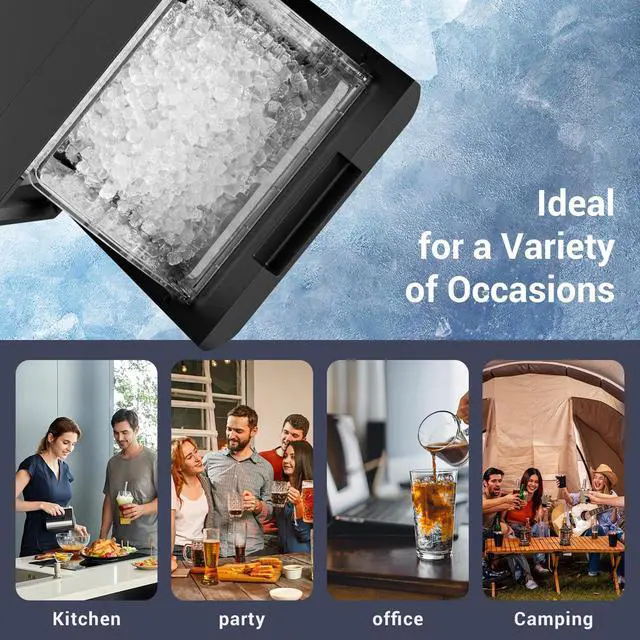Alt view image 7 of 7 - Nugget Ice Maker Countertop, 45Lbs/24H with 0.47 Gallon Tank Pebble Ice Maker, Self-Cleaning Pellet Ice Machine Ready in 5-10min, Nugget Ice Machine for Kitchens/Home/Office