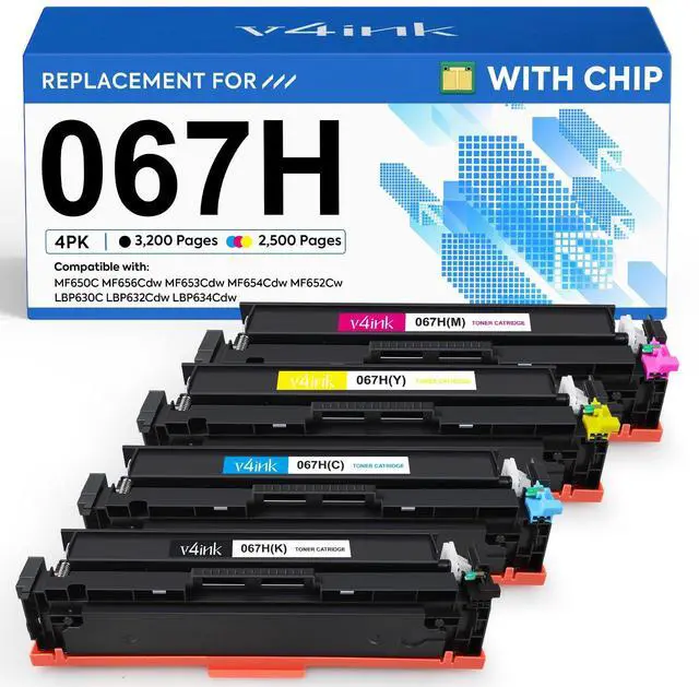 Main image of 067H Toner Cartridge High Capacity 4 Pack Replacement for Canon 067H | Compatible for Canon Color imageCLASS MF656Cdw MF654Cdw MF653Cdw LBP633Cdw LBP632Cdw LBP630 MF650 Printer