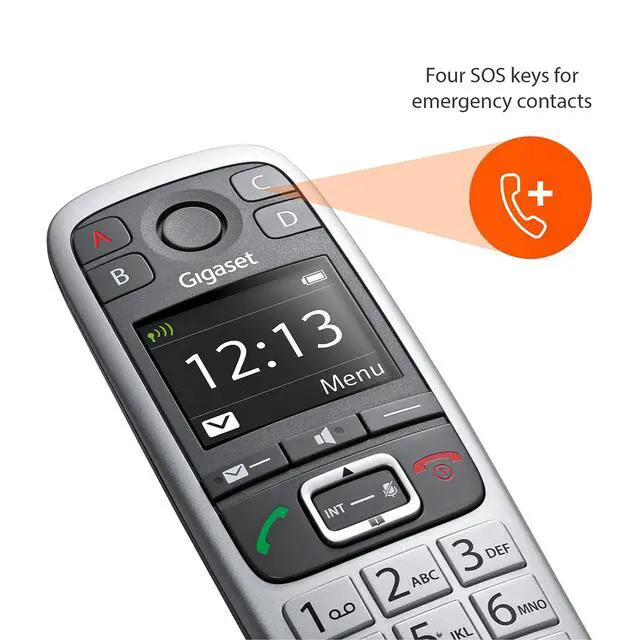 Alt view image 2 of 6 - E560A Cordless Phone for Seniors with Answering Machine and SOS Key, Brilliant Sound Quality and Volume Amplification - Made in Germany (Platinum, Pack of 1)