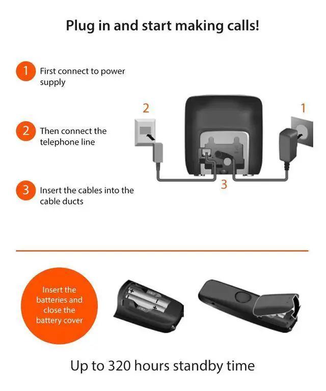 Alt view image 5 of 6 - E560A Cordless Phone for Seniors with Answering Machine and SOS Key, Brilliant Sound Quality and Volume Amplification - Made in Germany (Platinum, Pack of 1)