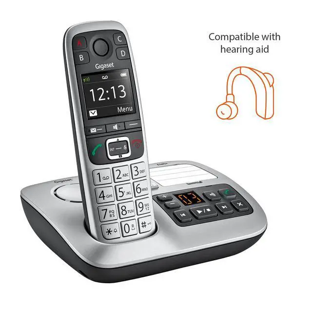 Alt view image 4 of 6 - E560A Cordless Phone for Seniors with Answering Machine and SOS Key, Brilliant Sound Quality and Volume Amplification - Made in Germany (Platinum, Pack of 1)