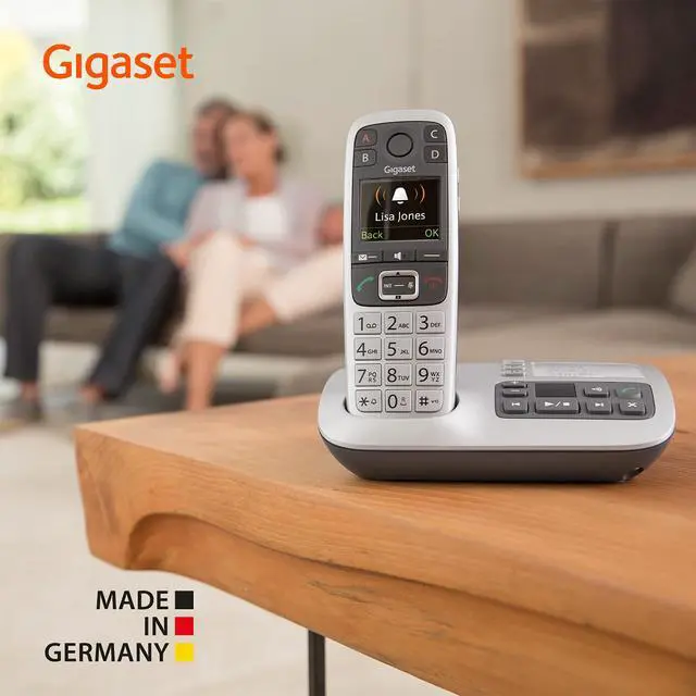 Alt view image 6 of 6 - E560A Cordless Phone for Seniors with Answering Machine and SOS Key, Brilliant Sound Quality and Volume Amplification - Made in Germany (Platinum, Pack of 1)