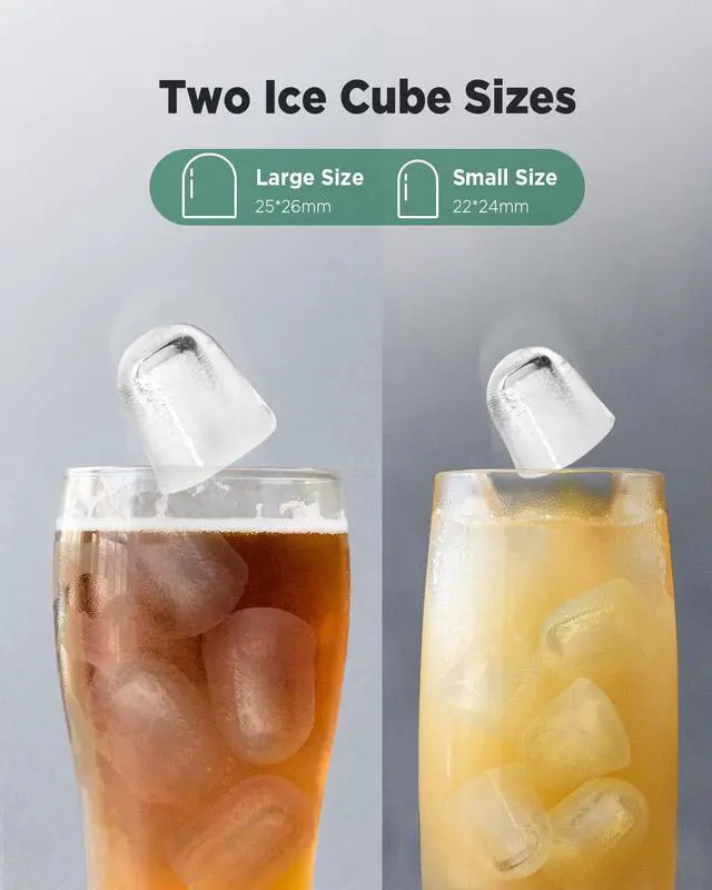 Alt view image 5 of 7 - Ice Maker Countertop, Portable Ice Machine Ready in 6 Minutes with 9 Cubes 26LBS in 24H, Self-Cleaning with Ice Scoop and Basket, Two Sizes of Bullet Ice for Home Kitchen Office, Bar and Parties