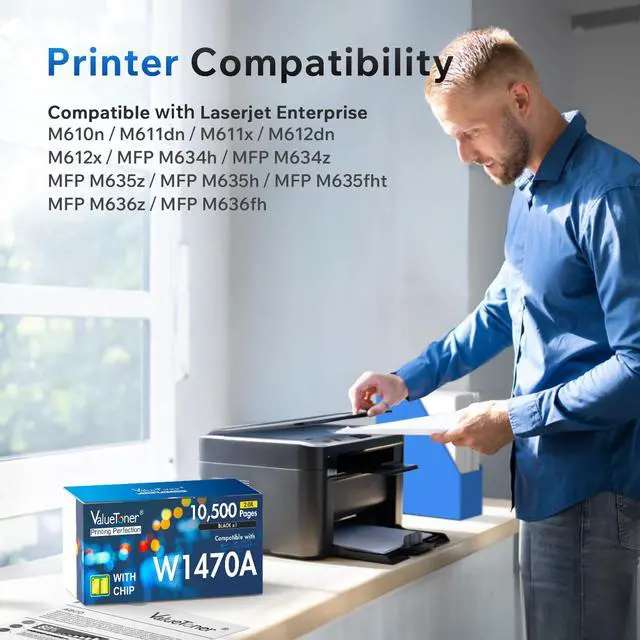 Alt view image 2 of 6 - 147A Compatible for HP 147A Black Toner Cartridge (1-Pack) | Compatible for HP 147A Works with HP Enterprise M610 M611 M612 MFP M634 M635 M636 M610dn M612dn M612x M635fht M635h Printer