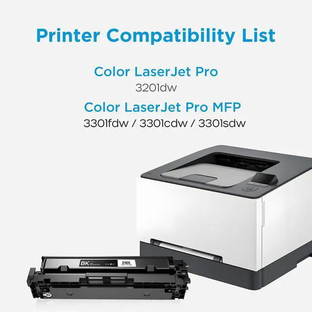Alt view image 2 of 7 - 218X Toner Cartridges Replacement Compatible with HP 218X W2180X W2181X W2182X W2183X Color Pro MFP 3201dw 3301cdw 3301sdw Printers (4 Pack, Bk/C/M/Y)