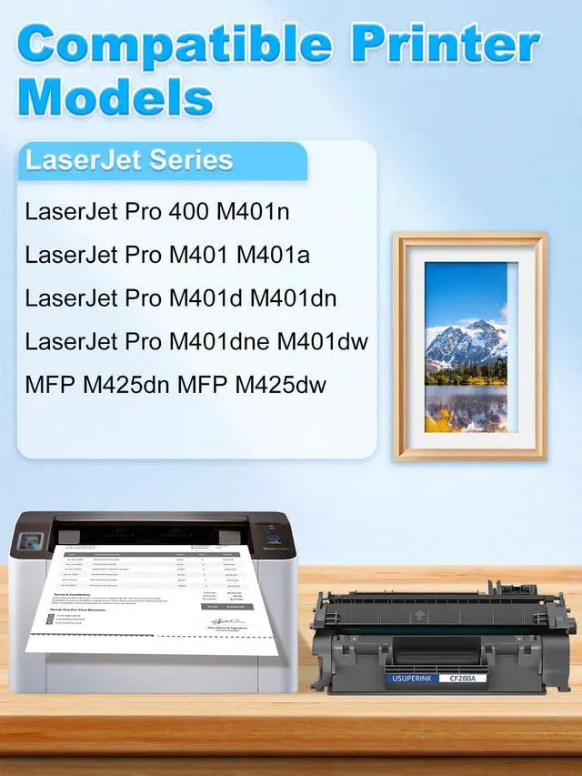 Alt view image 2 of 7 - 80A Toner Cartridge Compatible for HP LaserJet Pro M401n M401dn | 80A Black Toner Cartridge for LaserJet Pro 400 M401a M401d MFP M425dn M401dne M401dw M425dw M401 Printer (4-Pack)