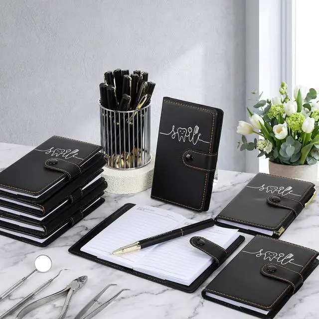 Alt view image 4 of 7 - 36 Sets Dental Hygienist Appreciation Gifts Bulk Tooth PU Leather Notebook and Motivational Ballpoint Pen Set, Thank You Gifts for Dentist Assistant Hygienist Nurse Week (Black)