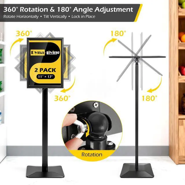 Alt view image 2 of 7 - Sign Stand for Display 2 Pack Sign Holder Stand 11 x 17 Inch, Heavy-duty Pedestal Sign Holder, Adjustable Floor Standing Signs Holders, Poster Holders Stand for A3 Advertising