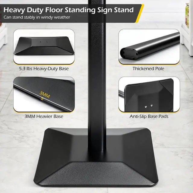 Alt view image 4 of 7 - Sign Stand for Display 2 Pack Sign Holder Stand 11 x 17 Inch, Heavy-duty Pedestal Sign Holder, Adjustable Floor Standing Signs Holders, Poster Holders Stand for A3 Advertising