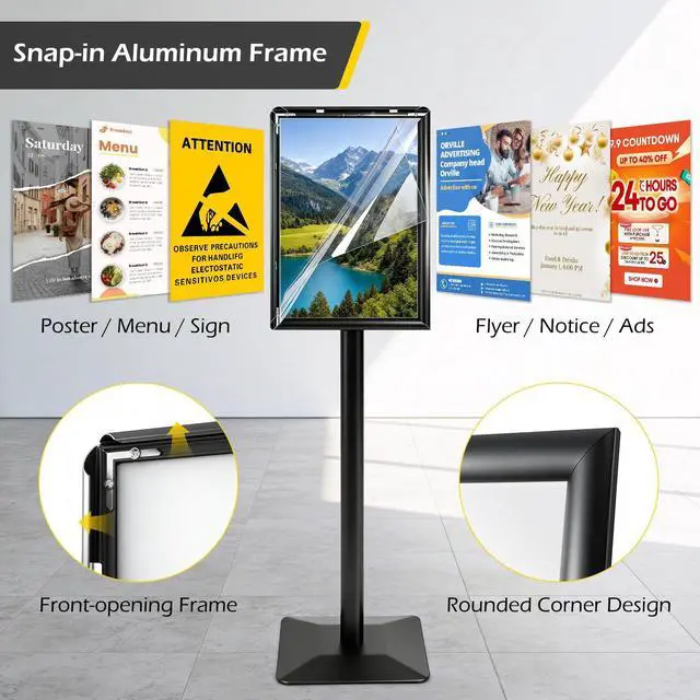 Alt view image 7 of 7 - Sign Stand for Display 2 Pack Sign Holder Stand 11 x 17 Inch, Heavy-duty Pedestal Sign Holder, Adjustable Floor Standing Signs Holders, Poster Holders Stand for A3 Advertising