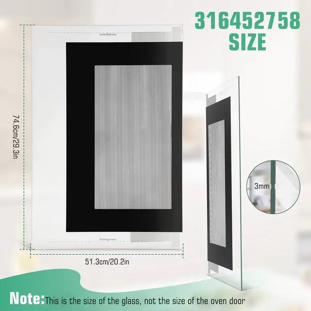 Alt view image 3 of 7 - 316452758 Range Oven Outer Door Glass Compatible with Frigidaire Crosley Kenmore Range Door Glass | Glass Parts 29.3" x 20.2",Replacement 316452719 4583012 AP6284729 PS12175974 EAP12175974