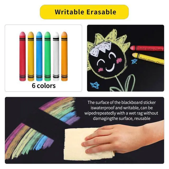 Alt view image 3 of 7 - Magnetic Chalkboard Contact Paper,24"x79" Blackboard Wallpaper Peel and Stick,Magnetic Black Board Wall Decal for Home Playroom Classroom (Black)