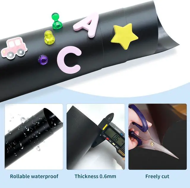 Alt view image 5 of 7 - Magnetic Chalkboard Contact Paper,24"x79" Blackboard Wallpaper Peel and Stick,Magnetic Black Board Wall Decal for Home Playroom Classroom (Black)