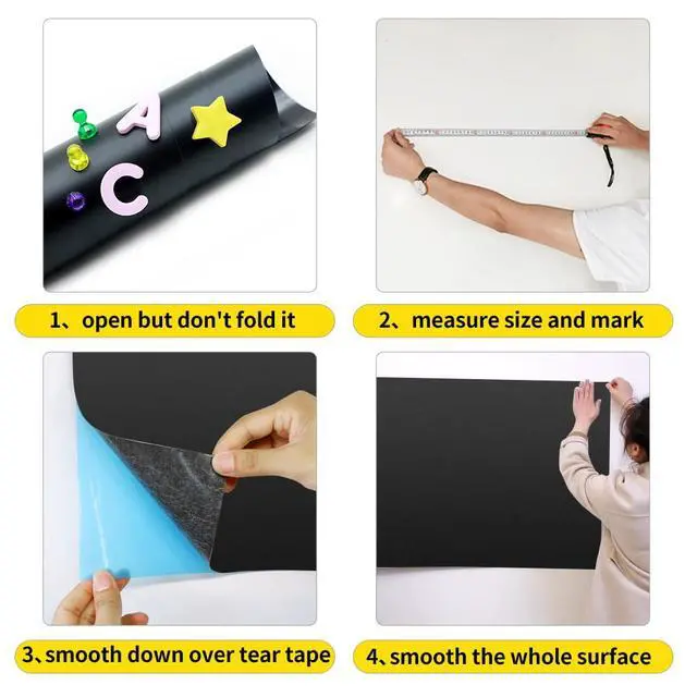 Alt view image 6 of 7 - Magnetic Chalkboard Contact Paper,24"x79" Blackboard Wallpaper Peel and Stick,Magnetic Black Board Wall Decal for Home Playroom Classroom (Black)