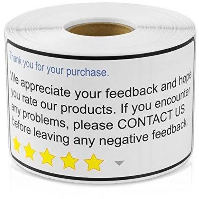 Main image of Thank You for Your Purchase Labels, 4 x 2 inch, White, 1200 Labels | We Appreciate Your Feedback Stickers, E-commerce, Customer Service, Small Business