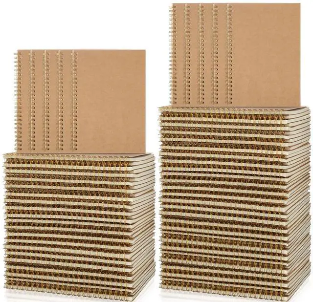Main image of 50 Pcs A5 Spiral Notebook with Kraft Cover Bulk - 8.3 x 5.8 Inch 100 Pages Hardcover Spiral Notebook Journals Lined Writing Paper for Diary Planner School Office Supplies(Brown)