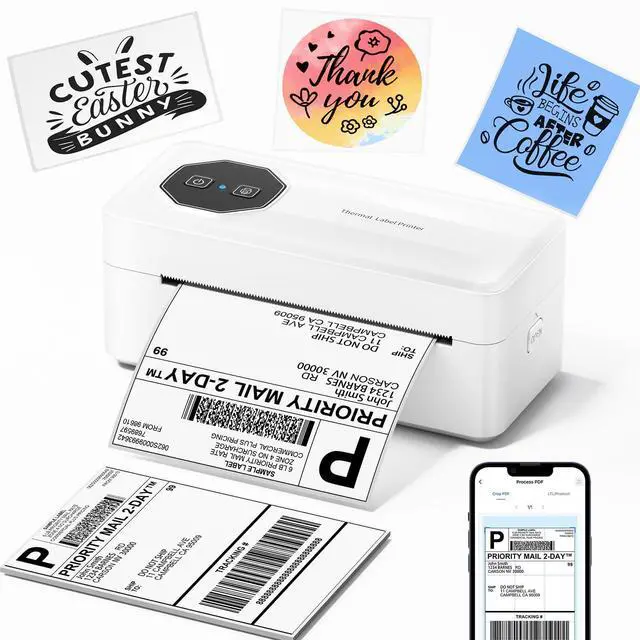 Main image of Bluetooth Thermal Shipping Label Printer, A646 Wireless 4x6 Label Printer for Small Business and Shipping Packages, Compatible with iPhone Android Windows Mac, Amazon, USPS, UPS, White