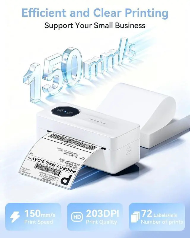 Alt view image 6 of 7 - Bluetooth Thermal Shipping Label Printer, A646 Wireless 4x6 Label Printer for Small Business and Shipping Packages, Compatible with iPhone Android Windows Mac, Amazon, USPS, UPS, White