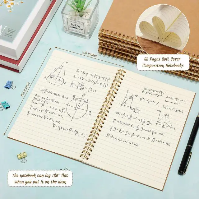 Alt view image 3 of 7 - 50 Pcs A5 Spiral Notebook with Kraft Cover Bulk - 8.3 x 5.8 Inch 100 Pages Hardcover Spiral Notebook Journals Lined Writing Paper for Diary Planner School Office Supplies(Brown)