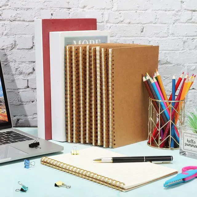 Alt view image 4 of 7 - 50 Pcs A5 Spiral Notebook with Kraft Cover Bulk - 8.3 x 5.8 Inch 100 Pages Hardcover Spiral Notebook Journals Lined Writing Paper for Diary Planner School Office Supplies(Brown)