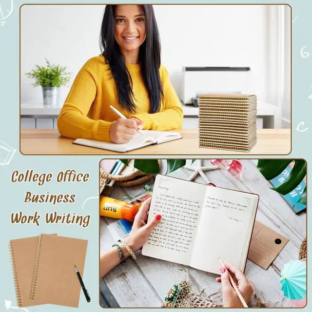 Alt view image 6 of 7 - 50 Pcs A5 Spiral Notebook with Kraft Cover Bulk - 8.3 x 5.8 Inch 100 Pages Hardcover Spiral Notebook Journals Lined Writing Paper for Diary Planner School Office Supplies(Brown)