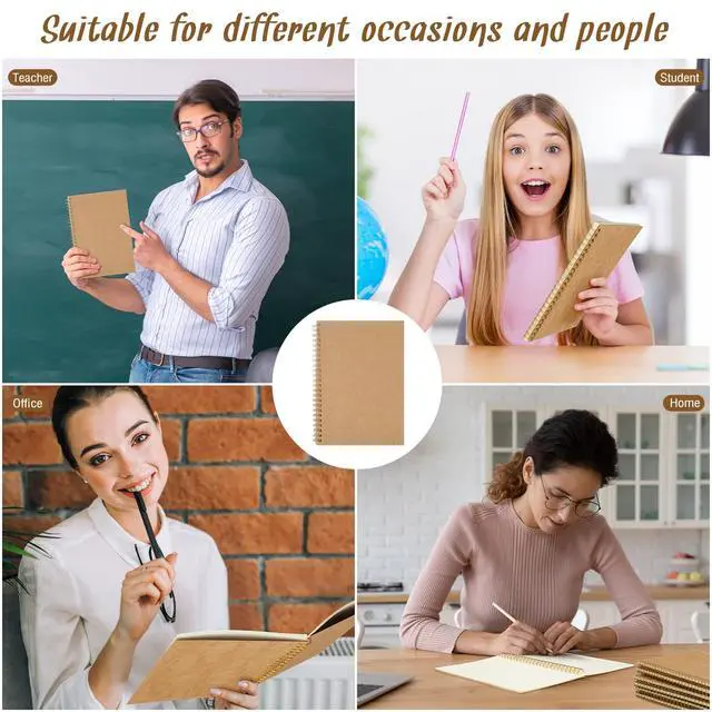 Alt view image 7 of 7 - 50 Pcs A5 Spiral Notebook with Kraft Cover Bulk - 8.3 x 5.8 Inch 100 Pages Hardcover Spiral Notebook Journals Lined Writing Paper for Diary Planner School Office Supplies(Brown)
