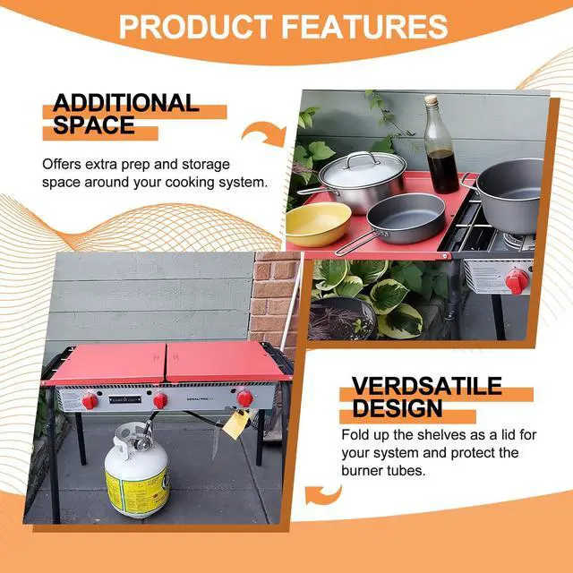 Alt view image 5 of 7 - Folding Side Shelves for Camp Chef 3-Burner Stove Accessories 16" Foldable Side Shelf for Camp Chef Grill Replacement Parts TB90LW, TB90LWG, TB90LWG15 CT38LW, SPG90B, Heavy-Duty Metal Paint, 2PCS
