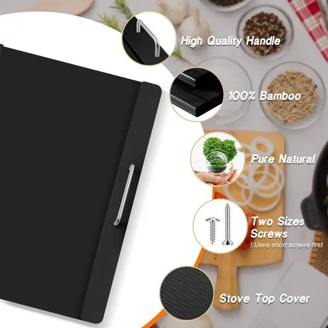 Alt view image 5 of 7 - Stove Top Covers with Silicone Mat for Electric Stove,Stove Top Covers for Gas Burners,Folding Noodle Board Stove Cover,RV Stove Top Cover,Over Sink Cutting Board(29.5×22inch)(Mat 28×20inch) Set-Black