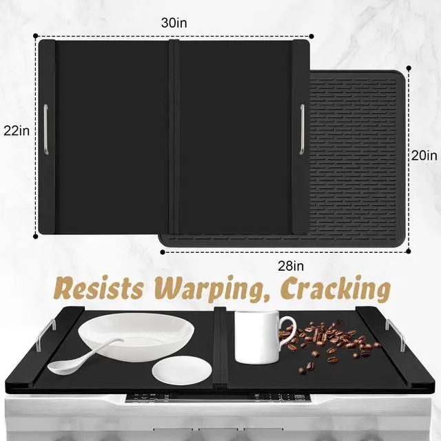 Alt view image 6 of 7 - Stove Top Covers with Silicone Mat for Electric Stove,Stove Top Covers for Gas Burners,Folding Noodle Board Stove Cover,RV Stove Top Cover,Over Sink Cutting Board(29.5×22inch)(Mat 28×20inch) Set-Black