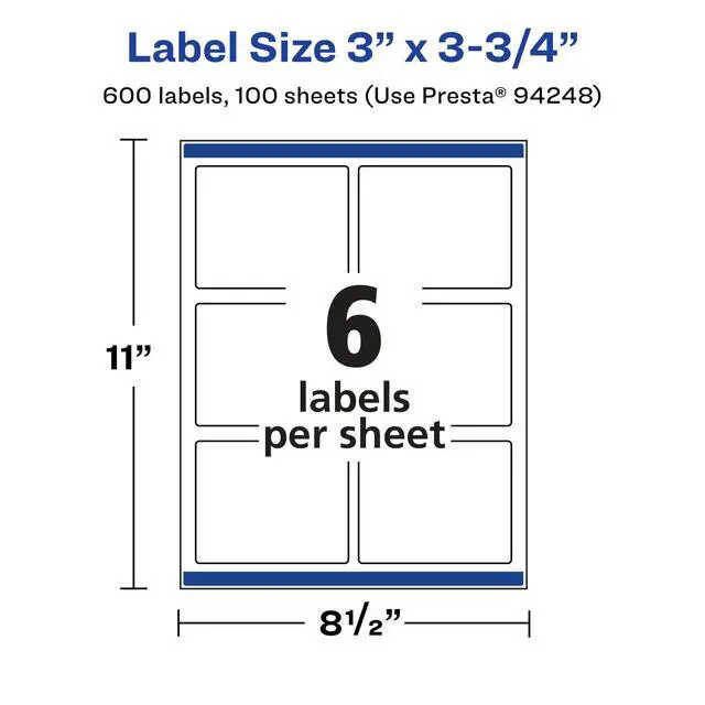 Alt view image 5 of 7 - ® Matte White Rectangle Labels, Sure Feed® Technology, 3" x 3.75", 600 Matte White Printable Labels